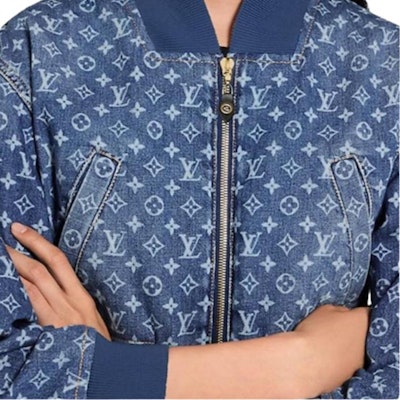 (W) LOUIS VUITTON SS25 Jaket Aviator Crop Denim Monogram Wanita. 1AI175 1