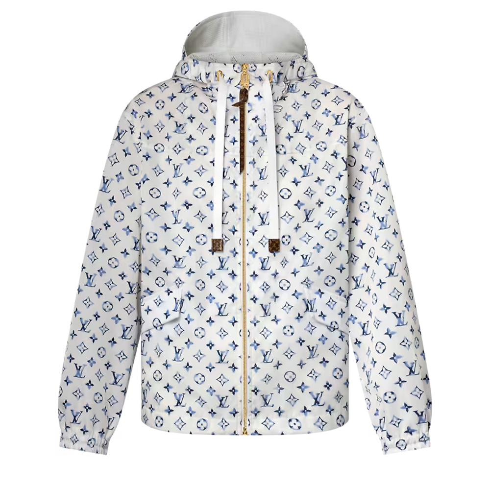 (Women) LOUIS VUITTON SS25 Nautical Collection Jacquard Full-Zip White Parka 1AHGMF