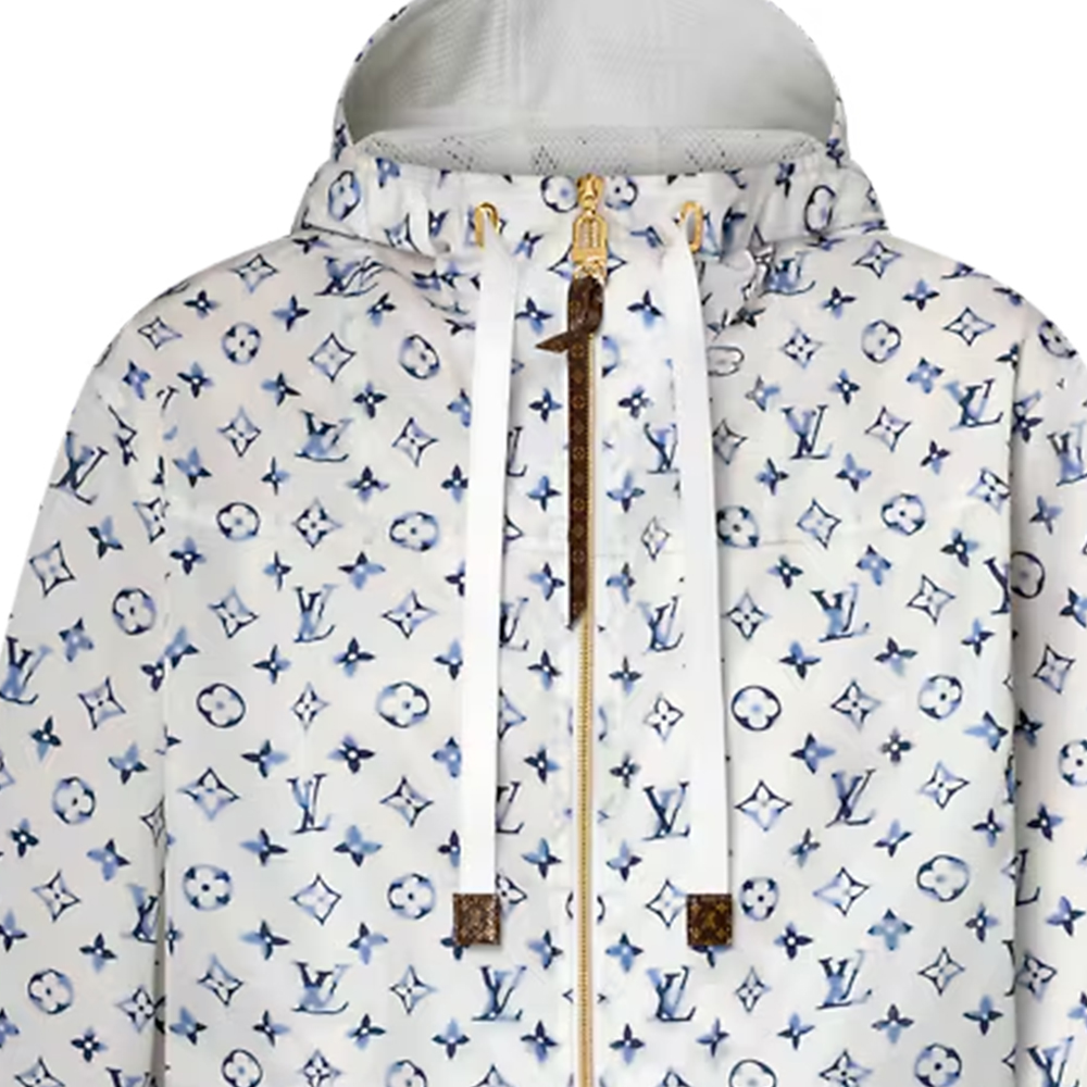 Sizing (W) LOUIS VUITTON SS25 Jaket Hoodie Parka Monogram Jacquard Putih Nautika 1AHGME