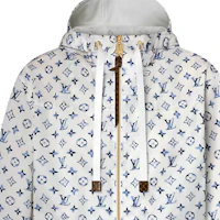 Sizing (Women) LOUIS VUITTON SS25 Nautical Jacquard Zip-Up Hoodie Parka White 1AHGMJ