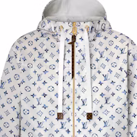 Sizing (Women) LOUIS VUITTON SS25 Nautical Jacquard Zip-Up Hoodie Parka White 1AHGMI
