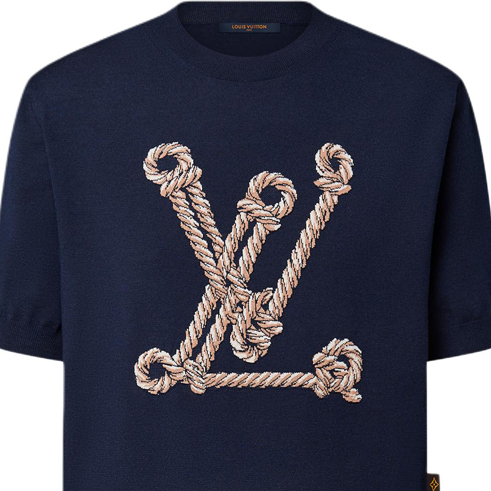 (Women) LOUIS VUITTON SS25 Nautical Knit Crewneck Short Sleeve Sweater Navy Blue 1AHJD4 圖 3