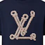 Details for (W) LOUIS VUITTON SS25 Nautical Knit Crewneck Lengan Pendek Navy Biru 1AHJD4