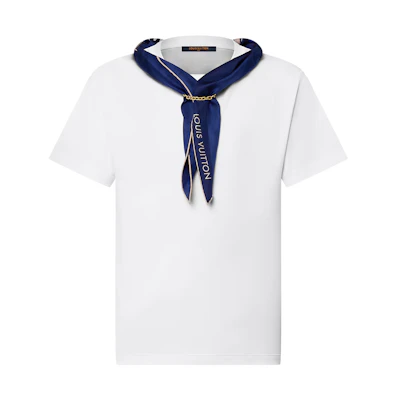 (Women) LOUIS VUITTON SS25 Nautical Scarf Letter Tee White Short Sleeve Shirt 1AHJ10