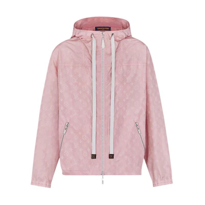 (Women) LOUIS VUITTON SS25 Pink Hooded Drawstring Zip Long Sleeve Parka Jacket Women 1AIAHJ