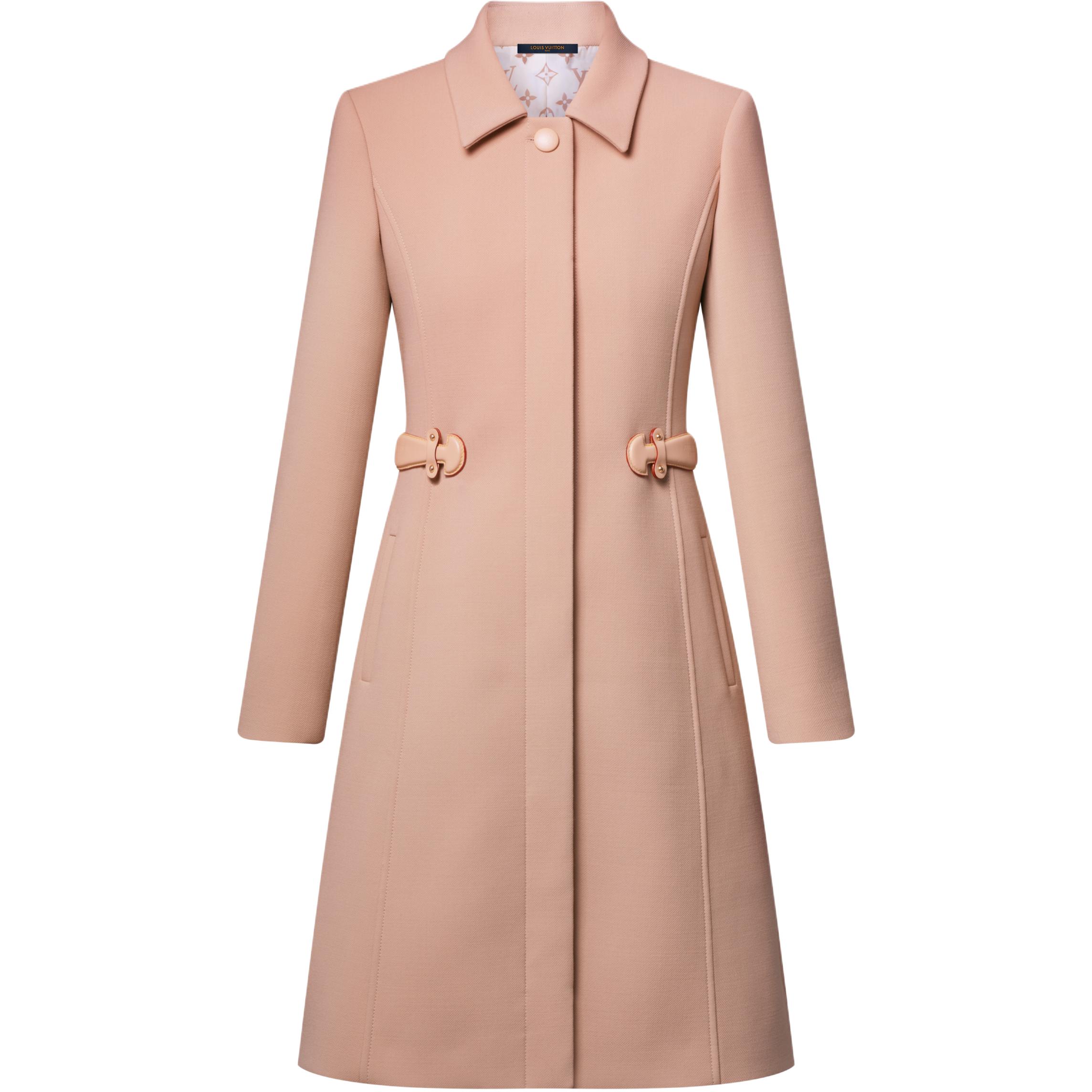 (Women) LOUIS VUITTON SS25 Pink Slim-Fit Button-Up Long Sleeve Coat for Women 1AHZLW