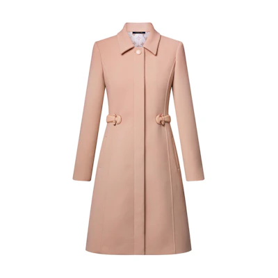 (Women) LOUIS VUITTON SS25 Pink Slim-Fit Long Sleeve Coat with Button Closure 1AHZLV