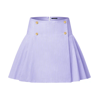 (Women) LOUIS VUITTON SS25 Purple Striped Button Textured Casual Midi Skirt 1AHZUH