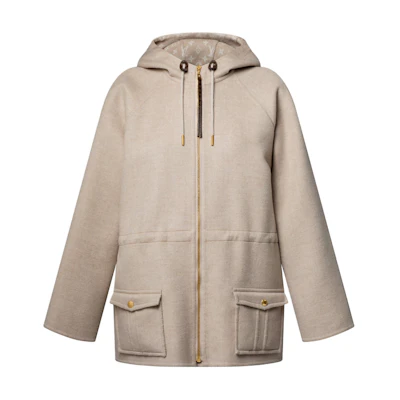 (Women) LOUIS VUITTON SS25 Reversible Drawstring Zip Hoodie Parka Jacket Women 1AHZN3