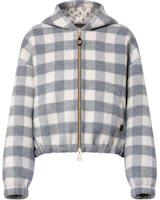 (Women) Louis Vuitton SS25 Reversible Plaid Zip Hoodie Jacket Grey 1AGPEO (Women) Louis Vuitton SS25 Reversible Plaid Zip Hoodie Jacket Grey 1AGPEO