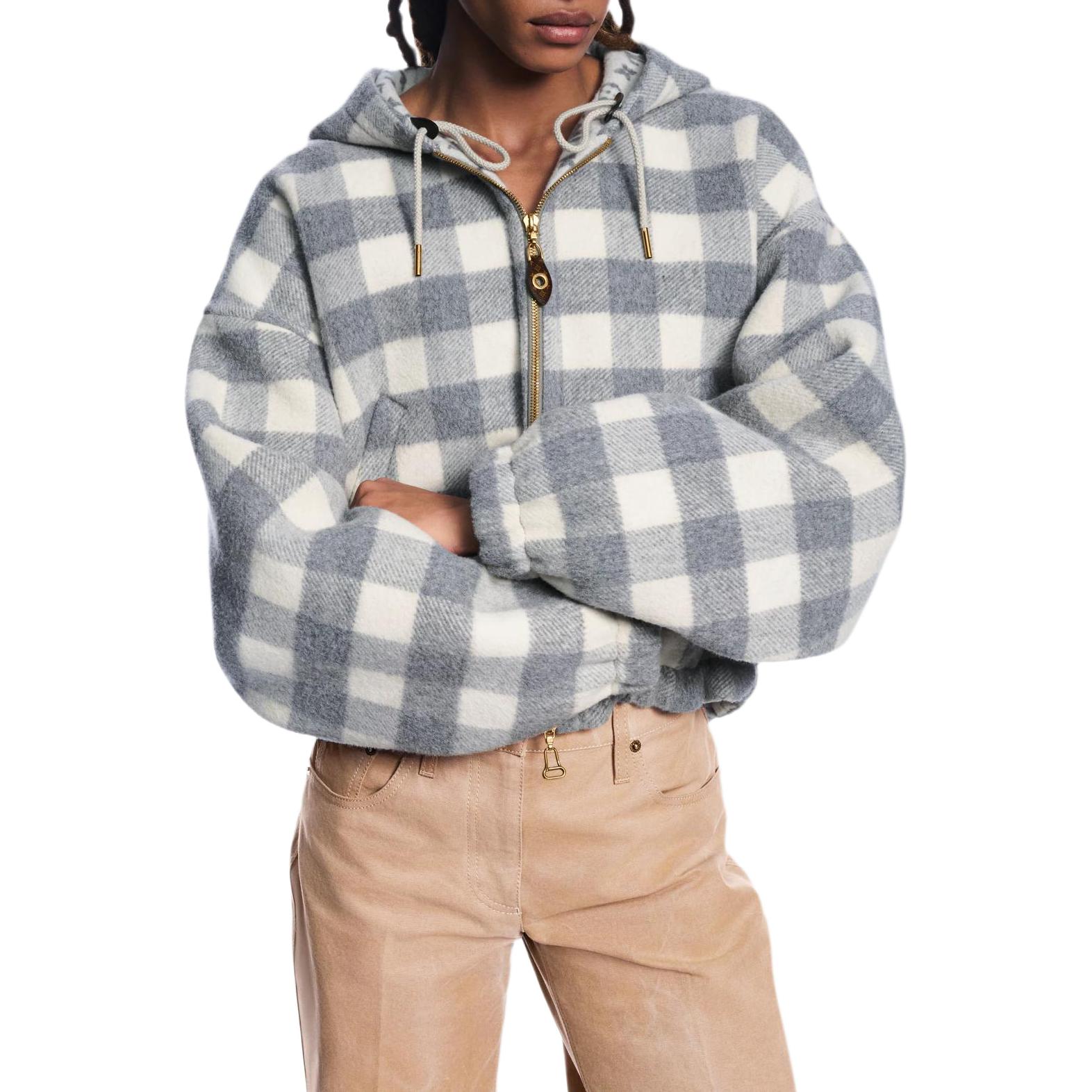 Purchase (W) Chaqueta Louis Vuitton SS25 Reversible con Capucha a Cuadros Gris 1AGPEO