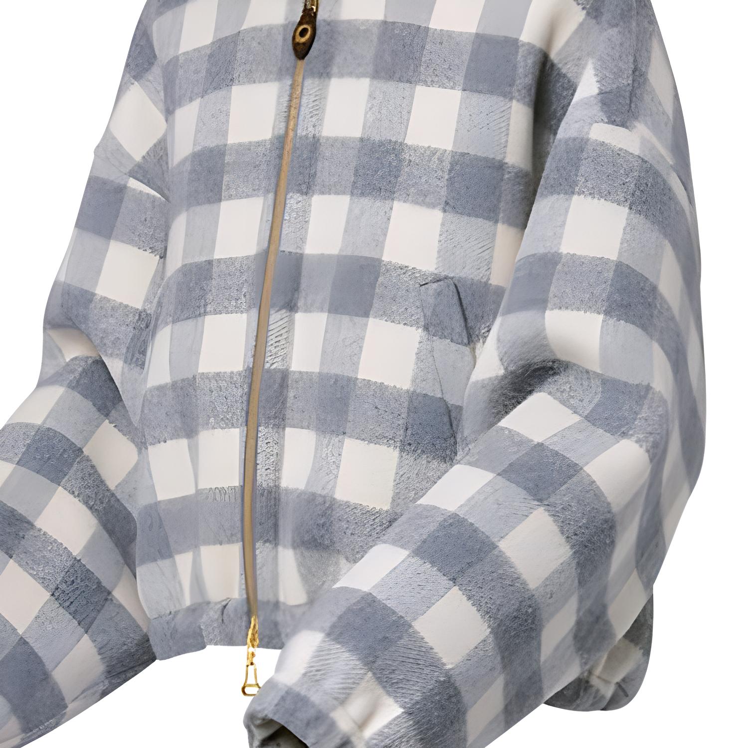 Sizing (W) Chaqueta Louis Vuitton SS25 Reversible con Capucha a Cuadros Gris 1AGPEO