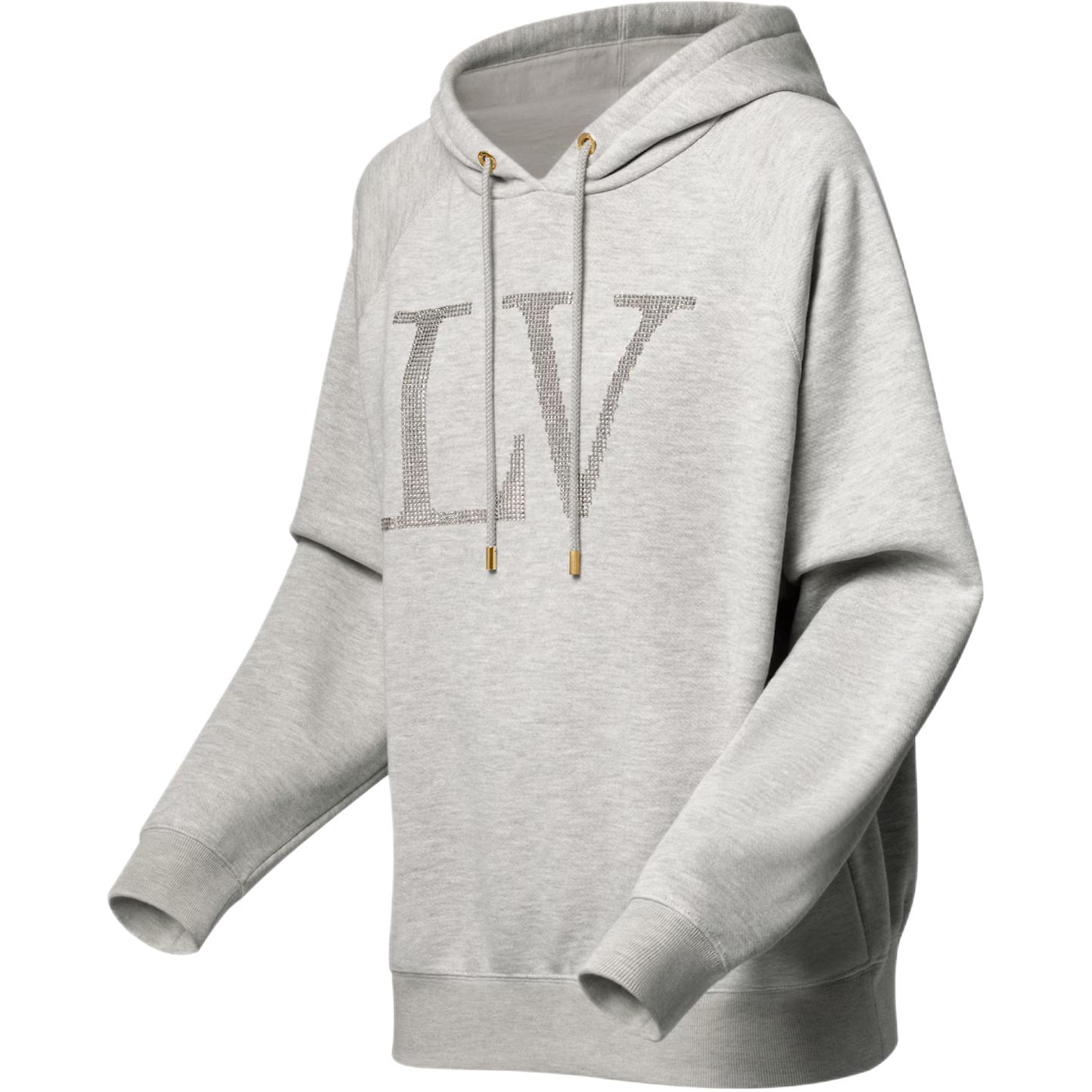 Shop (Women) LOUIS VUITTON SS25 Rhinestone Letter Hoodie Long Sleeve Sweatshirt Women 1AIBLF