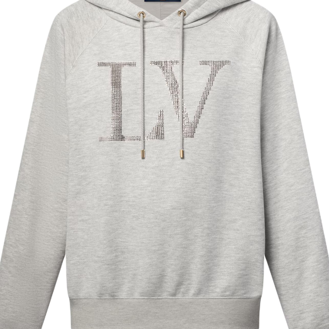 Purchase (Women) LOUIS VUITTON SS25 Rhinestone Letter Hoodie Long Sleeve Sweatshirt Women 1AIBLD