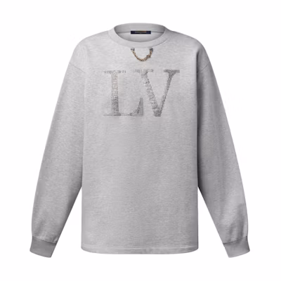 (Women) LOUIS VUITTON SS25 Rhinestone Round-Neck Knit Cotton Sweater Women’s 1AIBL9