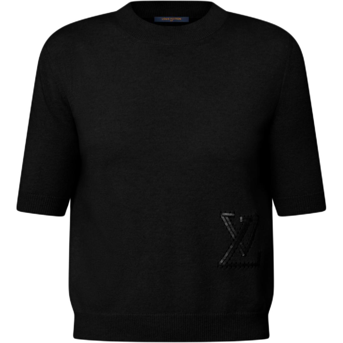 (Women) LOUIS VUITTON SS25 Sequin Letter Embellished Knit Short-Sleeve Sweater Women 1AIA43