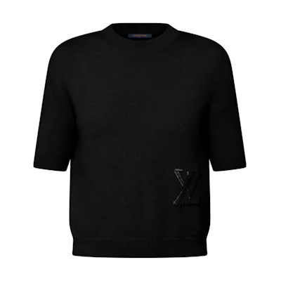 (Women) LOUIS VUITTON SS25 Sequin Letter Embellished Knit Short-Sleeve Sweater Women 1AIA43