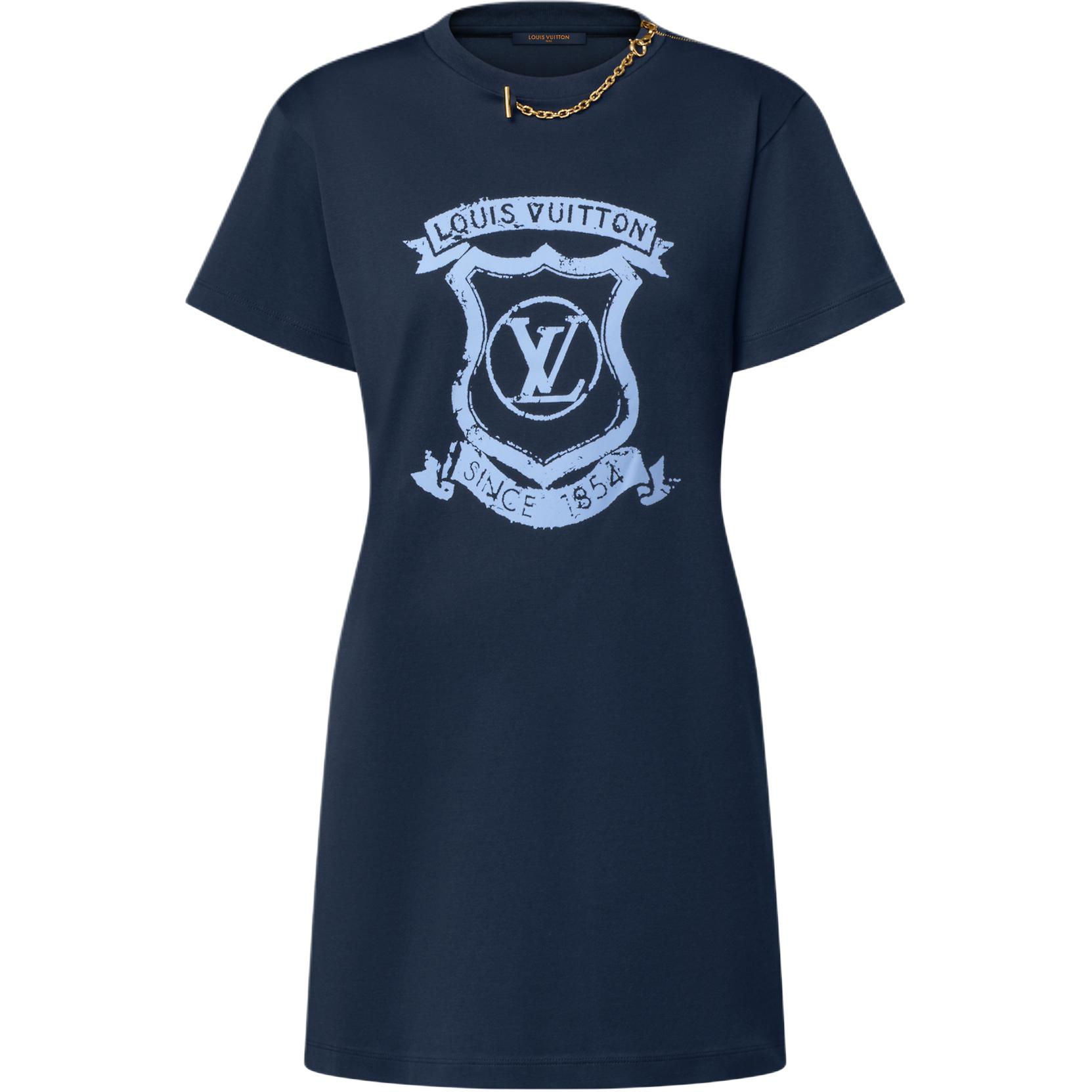 Order (Women) LOUIS VUITTON SS25 Shield Logo Pattern Round Neck Short Sleeve Dress Women 1AI390
