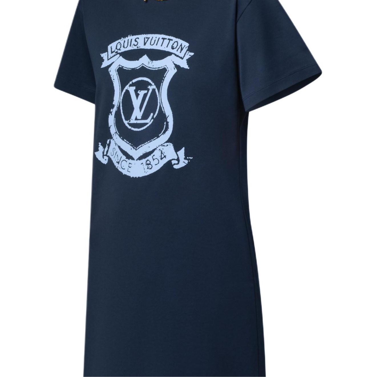 Cheap (Women) LOUIS VUITTON SS25 Shield Logo Pattern Round Neck Short Sleeve Dress Women 1AI390