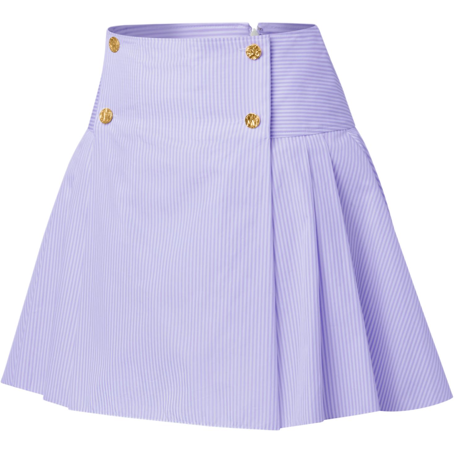 (Women) LOUIS VUITTON SS25 Striped Button Textured Casual Skirt Women Purple 1AHZUI 圖 4