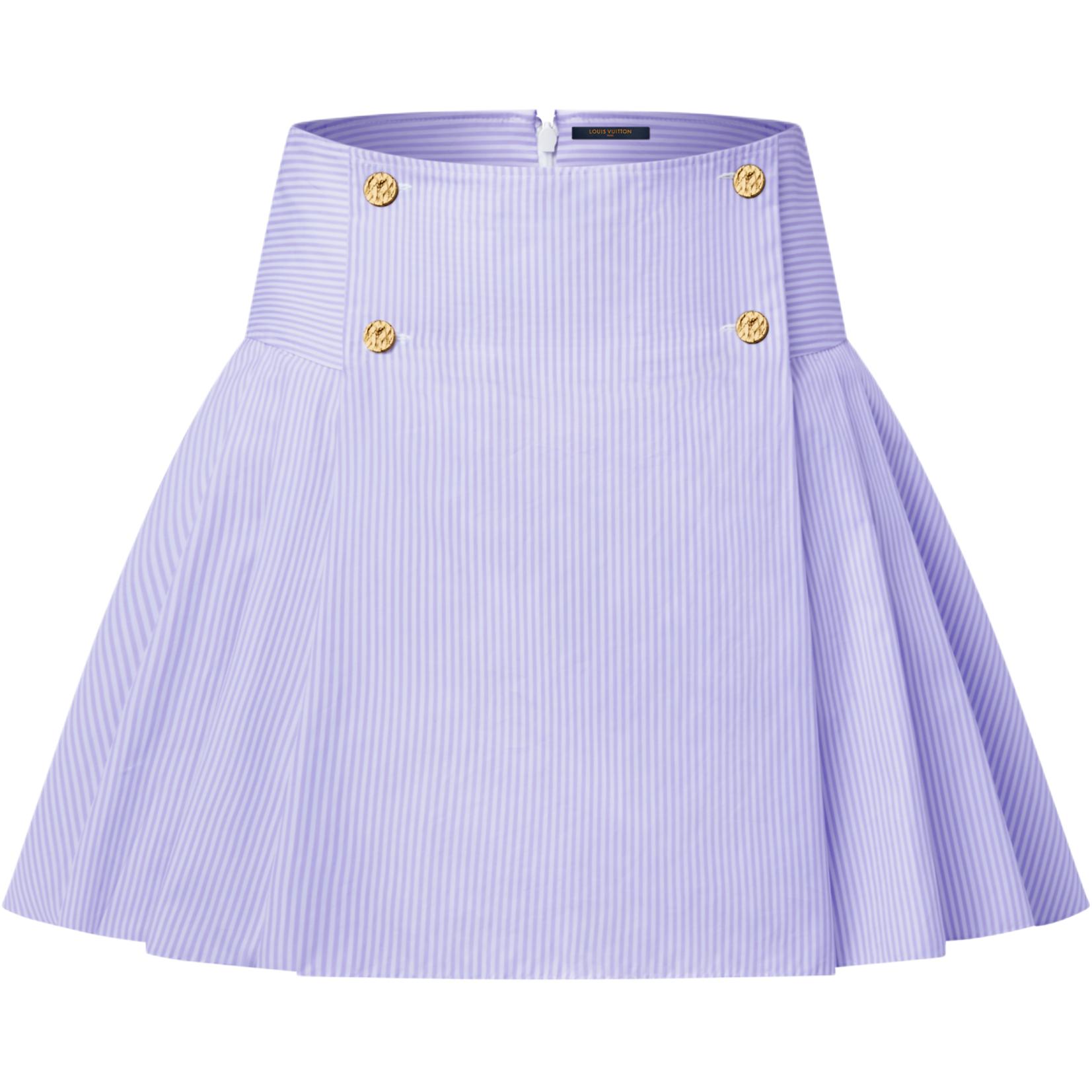 (Women) LOUIS VUITTON SS25 Textured Button Striped Casual Skirt Women Purple 1AHZUG 圖 2