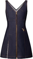 (Women) LOUIS VUITTON SS25 V-Neck Zip Mini A-Line Sleeveless Dress Women Navy Blue 1AI135 (Women) LOUIS VUITTON SS25 V-Neck Zip Mini A-Line Sleeveless Dress Women Navy Blue 1AI135