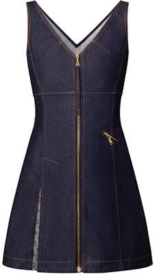 (Women) LOUIS VUITTON SS25 V-Neck Zip Mini A-Line Sleeveless Dress Women Navy Blue 1AI135 Order (Women) LOUIS VUITTON SS25 V-Neck Zip Mini A-Line Sleeveless Dress Women Navy Blue 1AI135