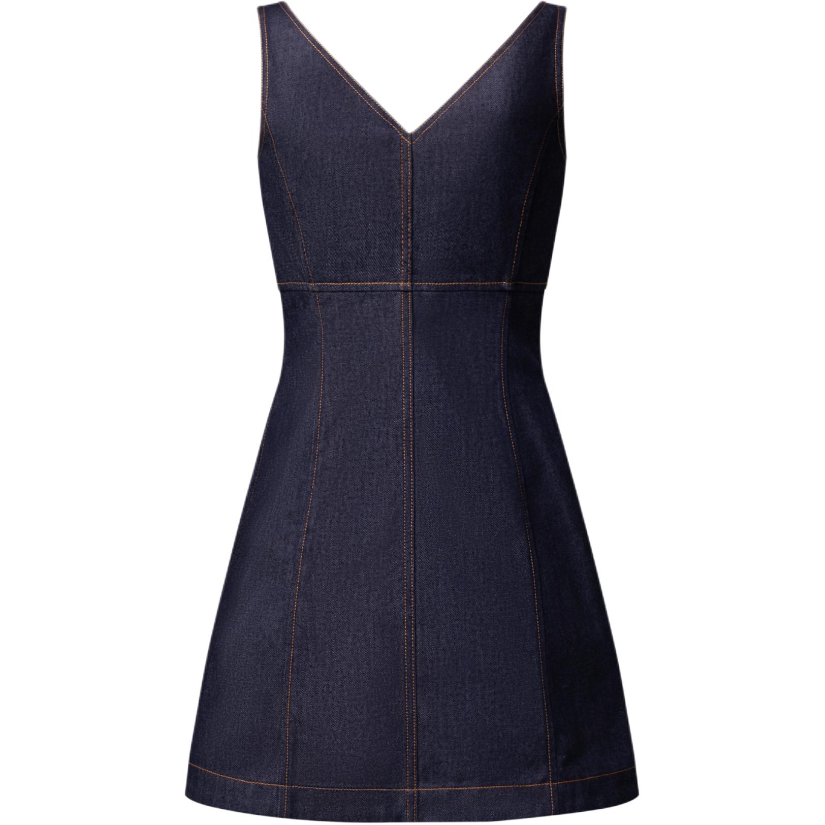(Women) LOUIS VUITTON SS25 V-Neck Zip Mini A-Line Sleeveless Dress Women Navy Blue 1AI134 圖 3