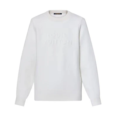 (Women) Louis Vuitton SS25 White Crewneck Pullover Long Sleeve Sweatshirt 1AGHG8