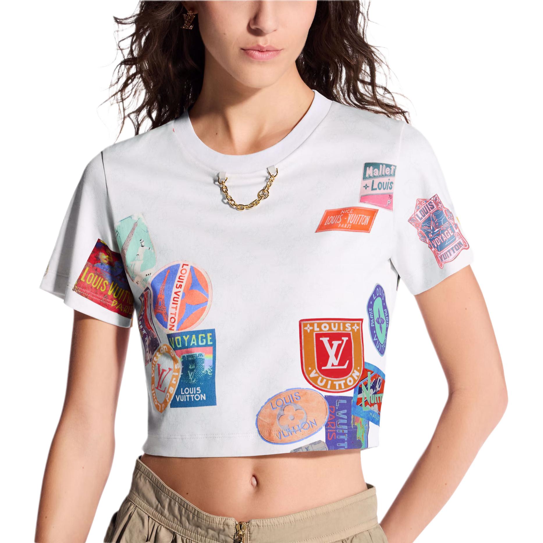 (Women) Louis Vuitton SS25 White Floral Appliqué Chain Crop Top Women 1AHITN 圖 3