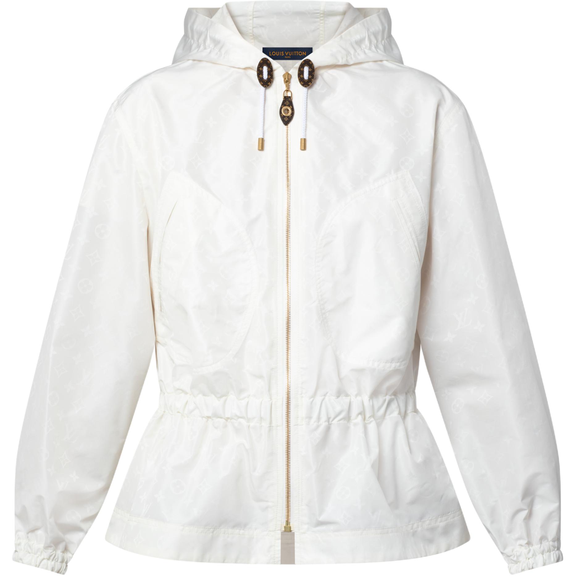 (Women) LOUIS VUITTON SS25 White Nylon Hooded Parka Coat 1AHX72