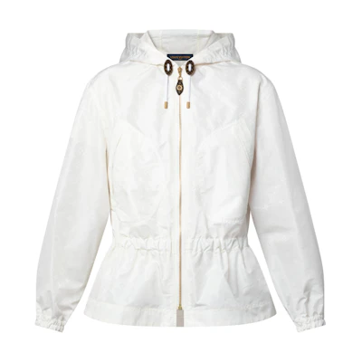 (Women) LOUIS VUITTON SS25 White Nylon Hooded Parka Coat 1AHX73