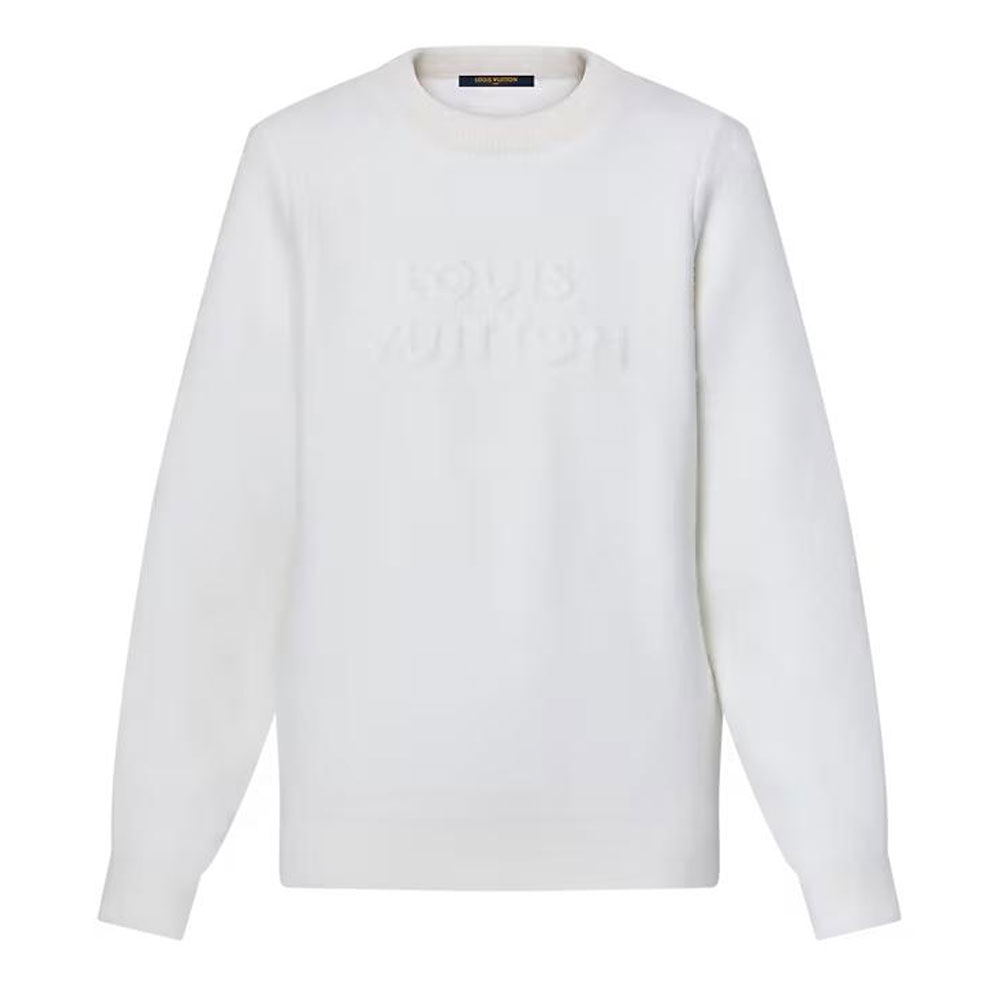 (Women) Louis Vuitton SS25 White Solid Color Crewneck Pullover Sweatshirt 1AGHG5