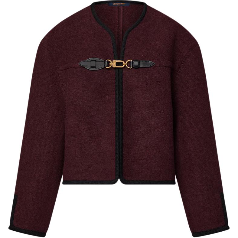 Order (Women) LOUIS VUITTON SS25 Wool Tweed Boxy Jacket with Beaded Hook Details 1AI909