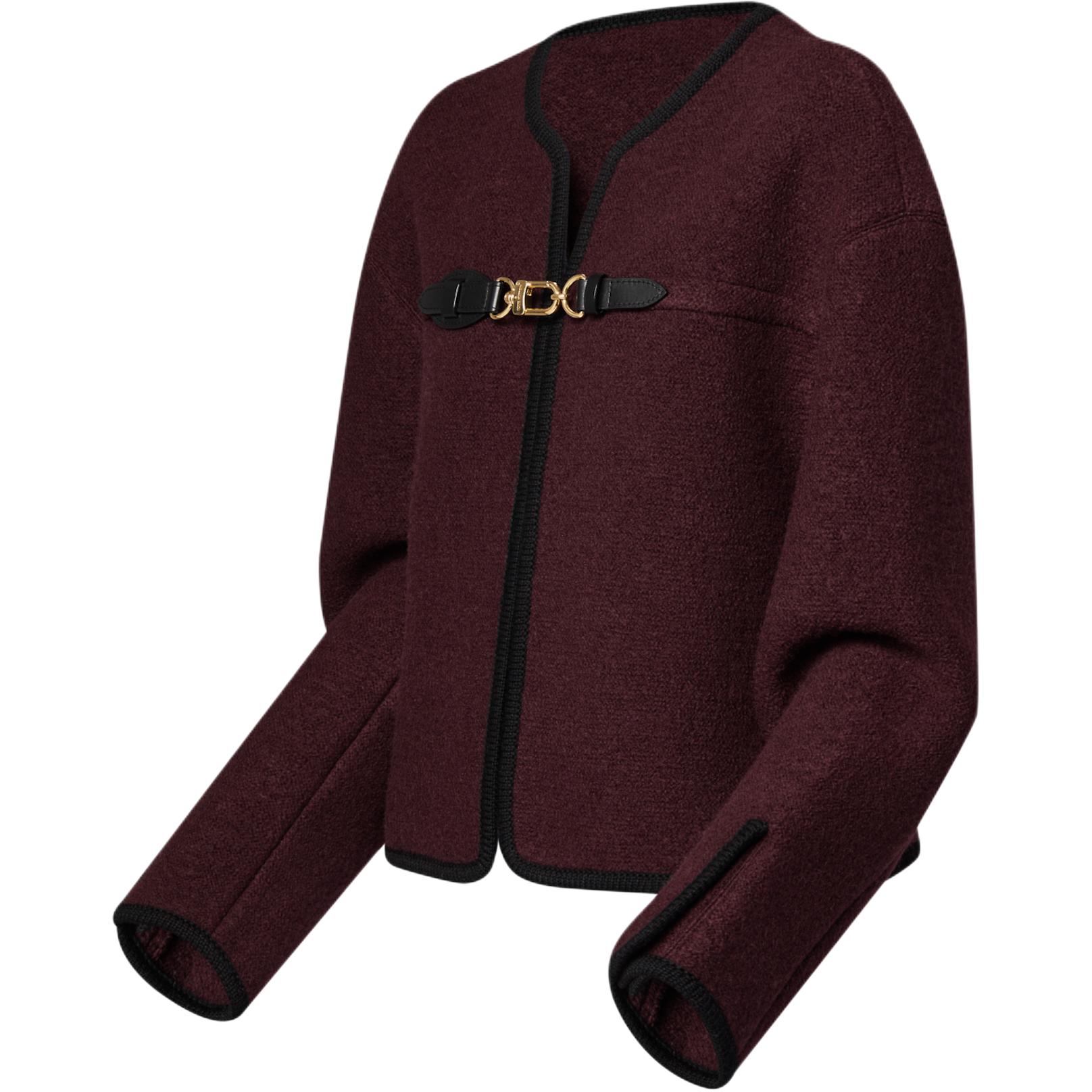 Cheap (Women) LOUIS VUITTON SS25 Wool Tweed Boxy Jacket with Beaded Hook Details 1AI909