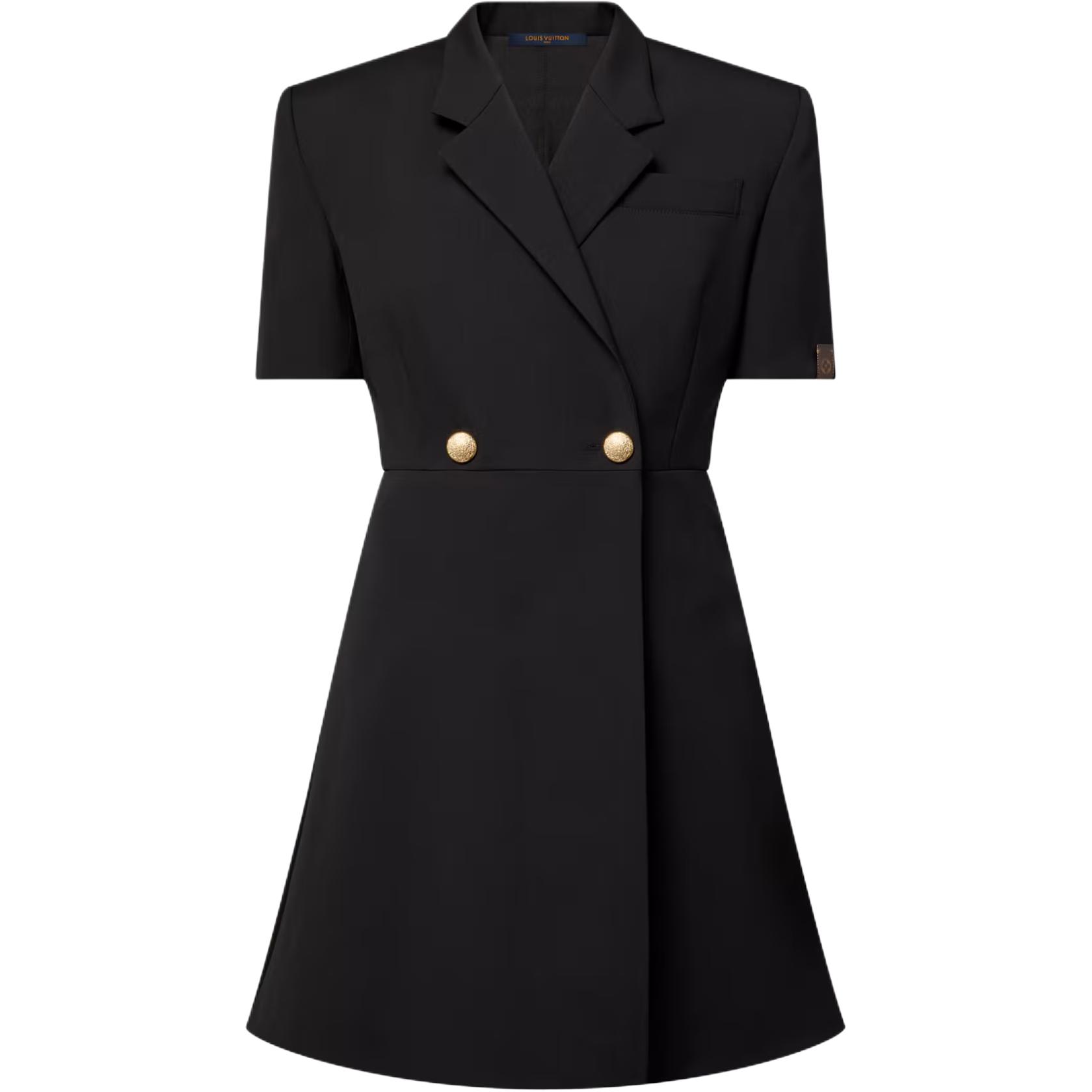 Order (Women) Louis Vuitton SS25 Wrap-Style Double-Breasted A-Line Short Sleeve Dress 1AHZYA