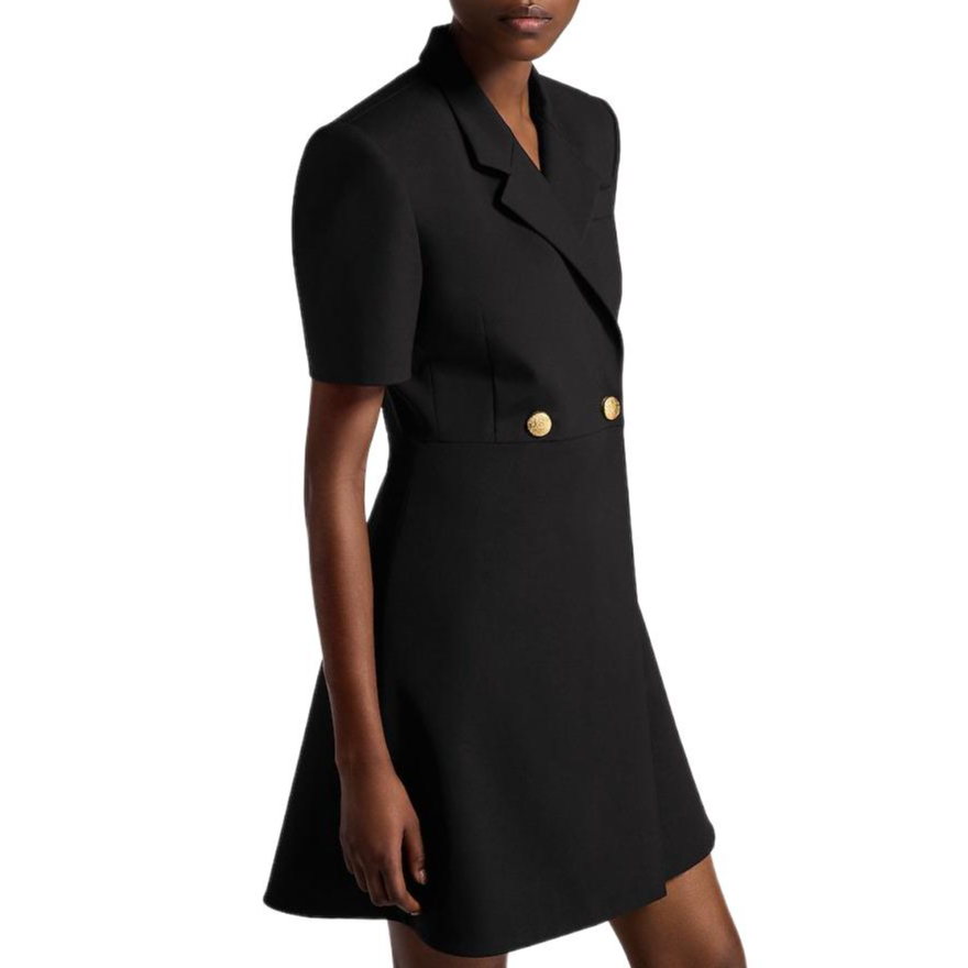 Purchase (Women) Louis Vuitton SS25 Wrap-Style Double-Breasted A-Line Short Sleeve Dress 1AHZYA