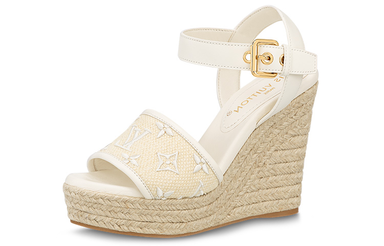 (Women) Louis Vuitton Starboard 'Beige Espadrille Wedge Sandal' 1ABPGJ