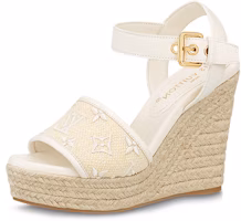 (Women) Louis Vuitton Starboard 'Beige Espadrille Wedge Sandal' 1ABPGJ (Women) Louis Vuitton Starboard 'Beige Espadrille Wedge Sandal' 1ABPGJ