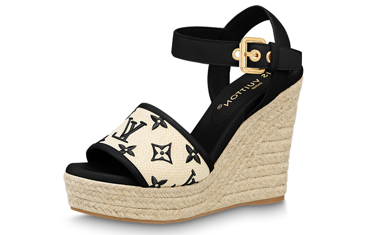(Women) Louis Vuitton Starboard 'Beige Peep-Toe Wedge' 1ABT1K