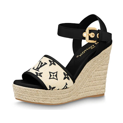 (W) LV Starboard 'Beige Peep-Toe Wedge'