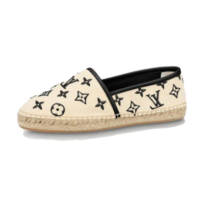 (W) LV Starboard Flat Espadrille Shoes 'Beige Black Monogram'