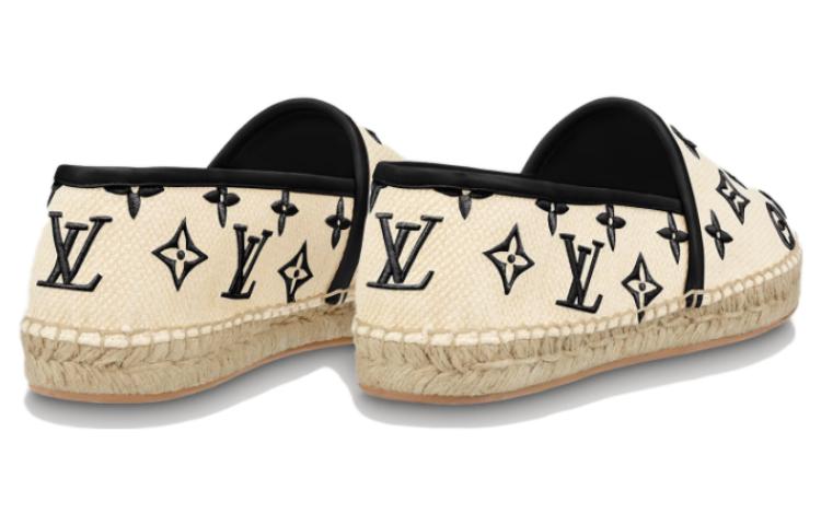 Purchase (W) Kasut Louis Vuitton Starboard Flat Espadrille 'Beige Hitam Monogram' 1ABTZC