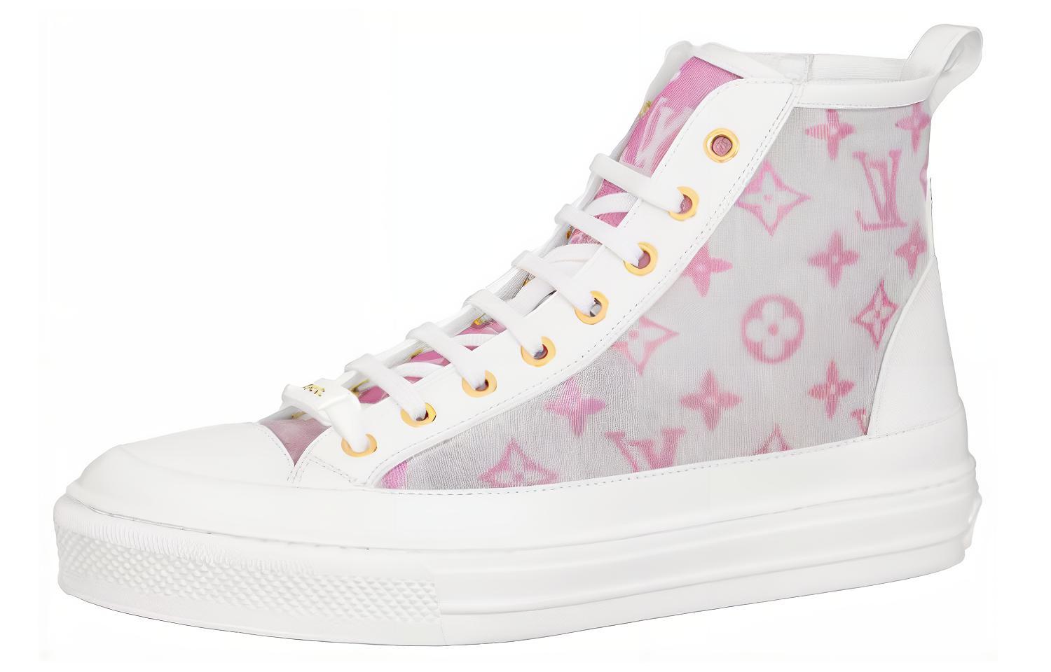(Women) Louis Vuitton Stellar Ankle Sneakers 'Grey Pink White' 1A8NKH