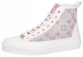 (Women) Louis Vuitton Stellar Ankle Sneakers 'Grey Pink White' 1A8NKH (Women) Louis Vuitton Stellar Ankle Sneakers 'Grey Pink White' 1A8NKH