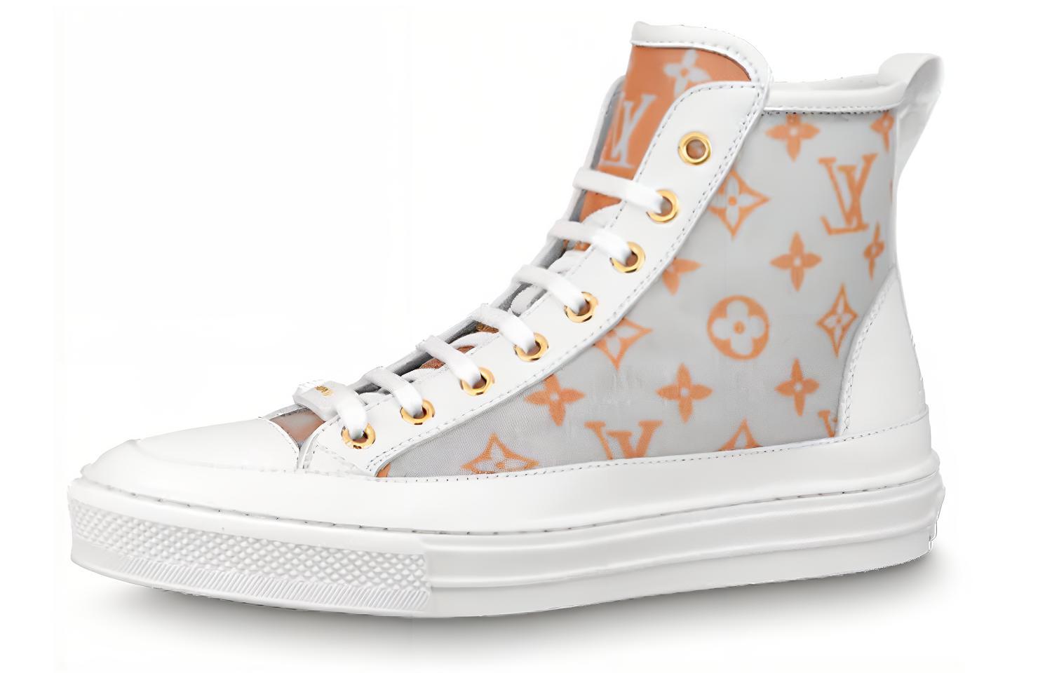 (Women) Louis Vuitton Stellar Ankle Sneakers 'White Grey Orange' 1A8NK5