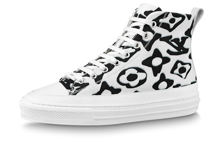(Women) Louis Vuitton Stellar Ankle Sneakers 'White with Black Monogram' 1A8CYE