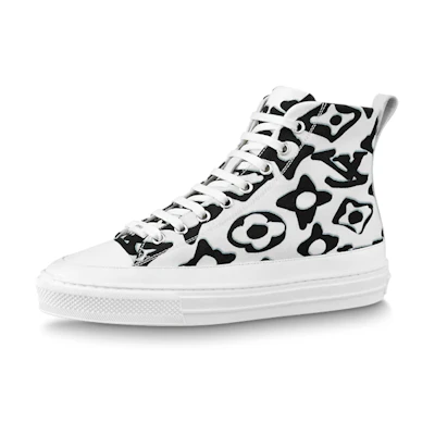 (W) LV Stellar Ankle Sneakers 'White with Black Monogram'