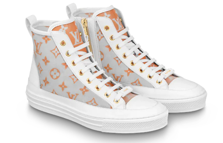 Lookbook (W) Louis Vuitton Stellar Ankle Sneakers 'Putih Kelabu Jingga' 1A8NK5