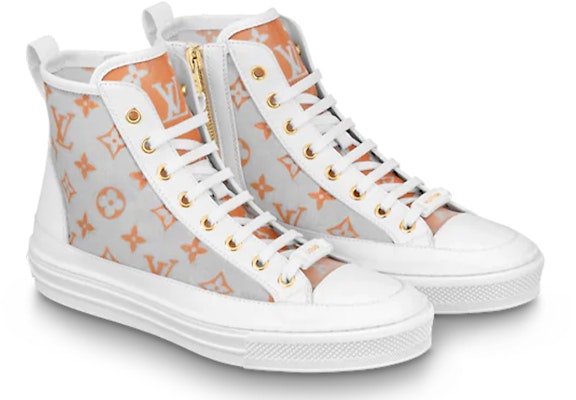 (Women) Louis Vuitton Stellar Ankle Sneakers 'White Grey Orange' 1A8NK5 Lookbook (Women) Louis Vuitton Stellar Ankle Sneakers 'White Grey Orange' 1A8NK5